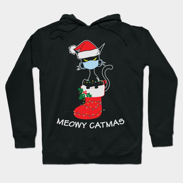 Meowy Catmas Funny Cat Lover Christmas Gift Hoodie by BadDesignCo